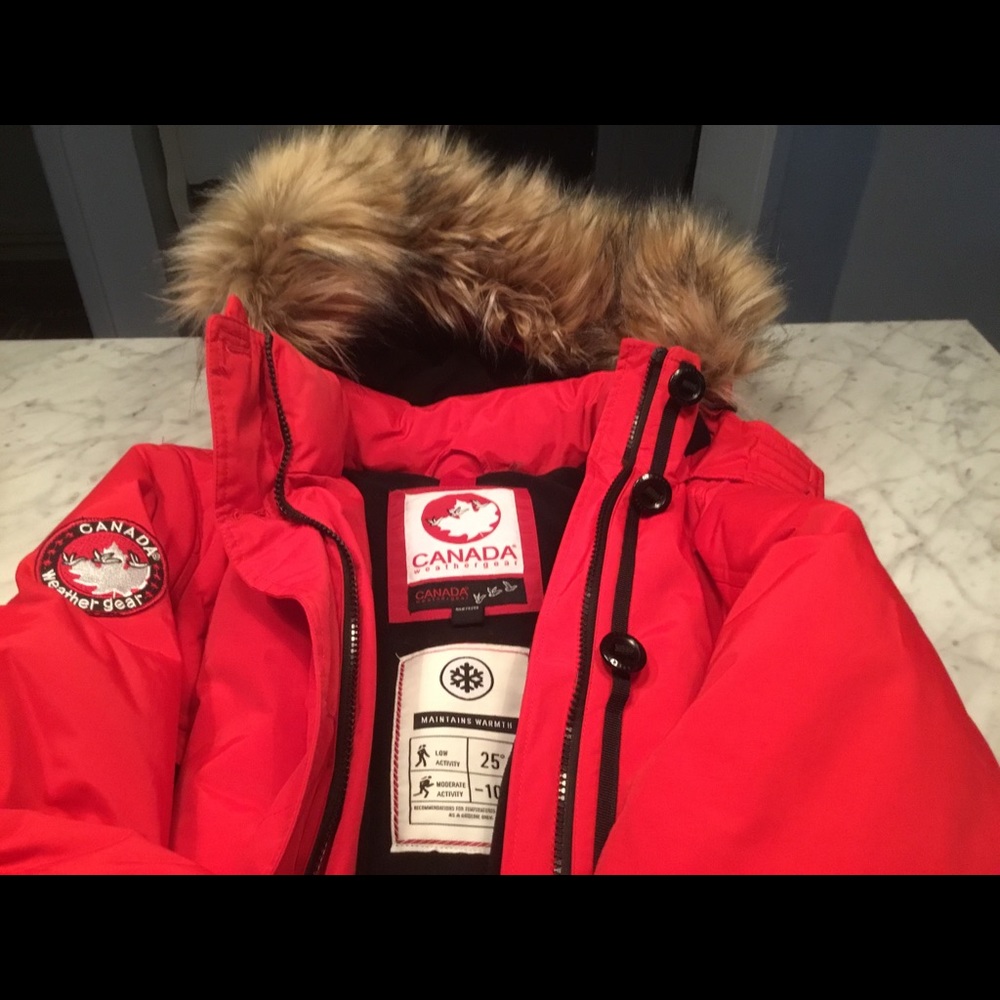 Red Canada winter coat weather gear beautiful coat